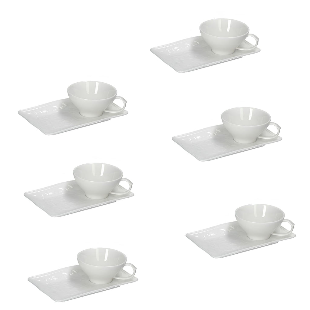 Florentina 6 Tazza Caffe con piattino La Porcellana Bianca