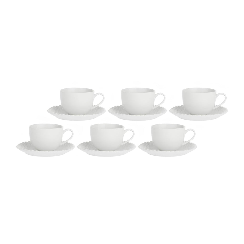 Set 6 Tazze Te` con piattino, Momenti La Porcellana Bianca