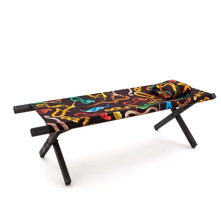Lettino Pieghevole In Legno/Poliestere Toiletpaper - Snakes Seletti