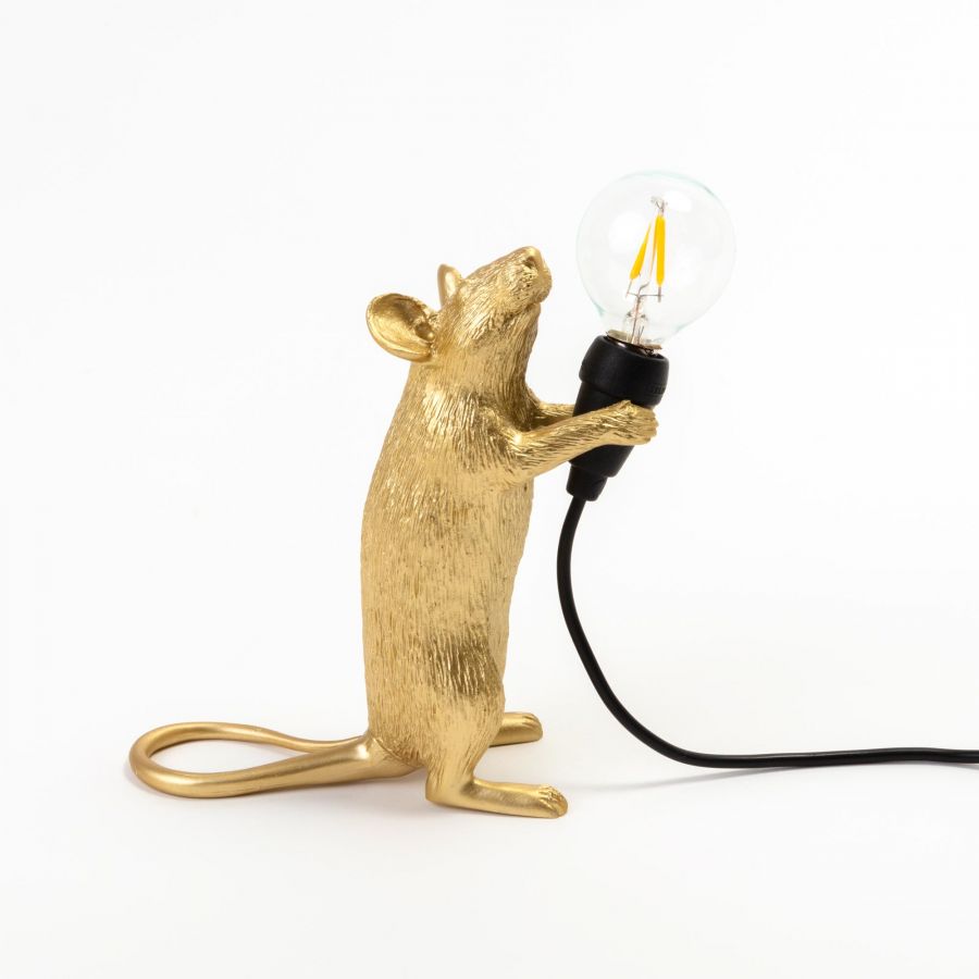 Lampada Resina Mouse Lamp-Step-Gold Piedi Usb Seletti